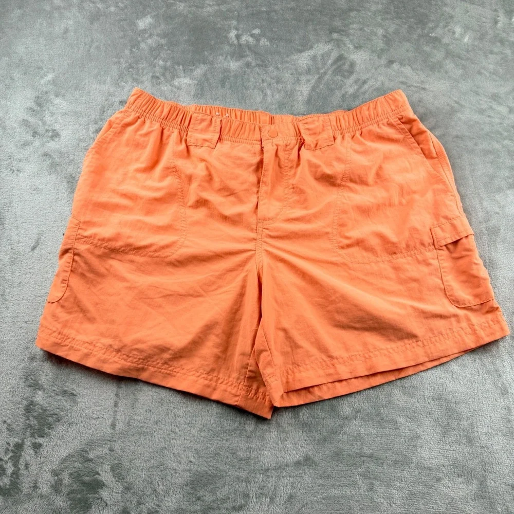 Columbia Women's Orange Hiking Cargo Shorts Size Large AL4572 Elastic Waist 6